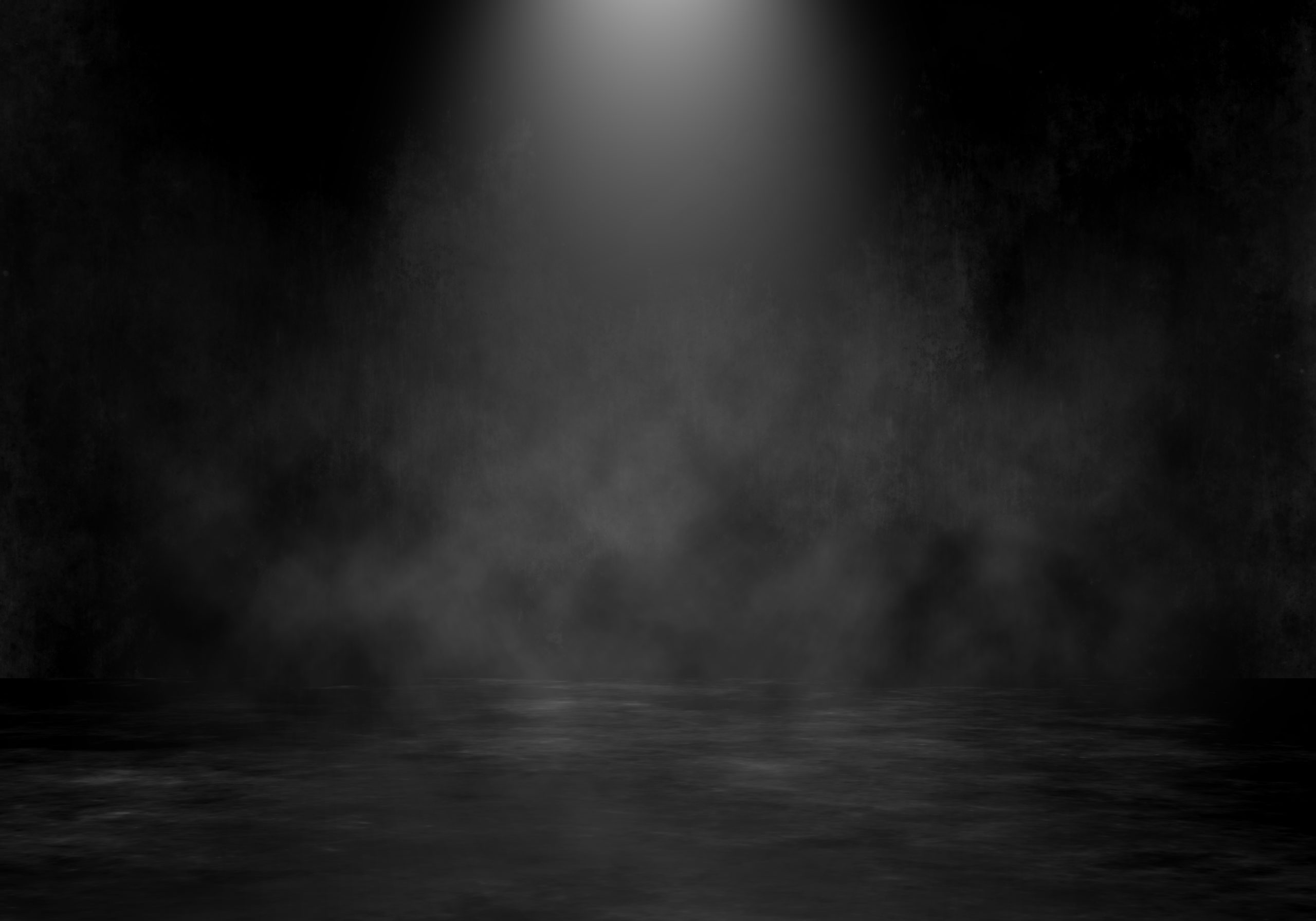 3D grunge room interior with spotlight and smoky atmosphere